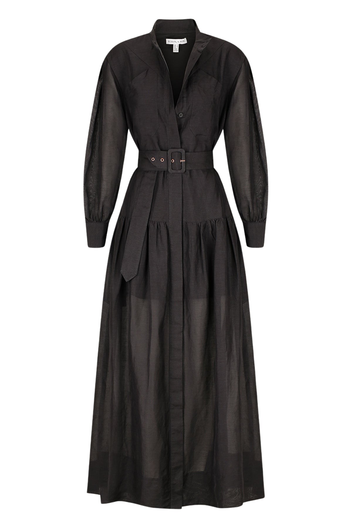 Shona Joy Celeste Long Sleeve Tiered Shirt Maxi Dress – Black