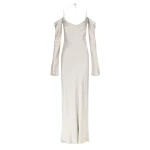 La Lune Off Shoulder Tie Maxi Dress - Silver