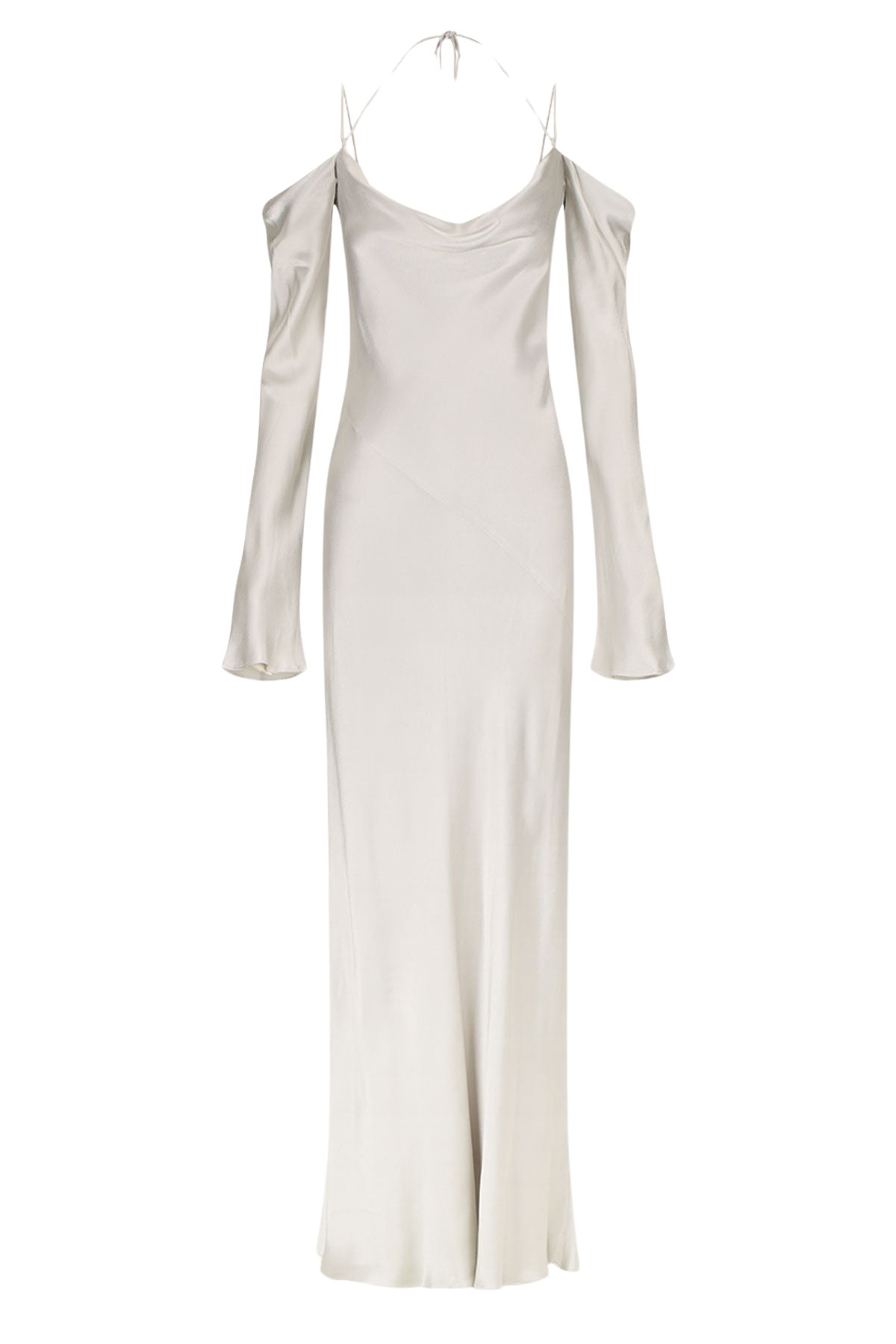 Shona Joy La Lune Off Shoulder Tie Maxi Dress – Silver