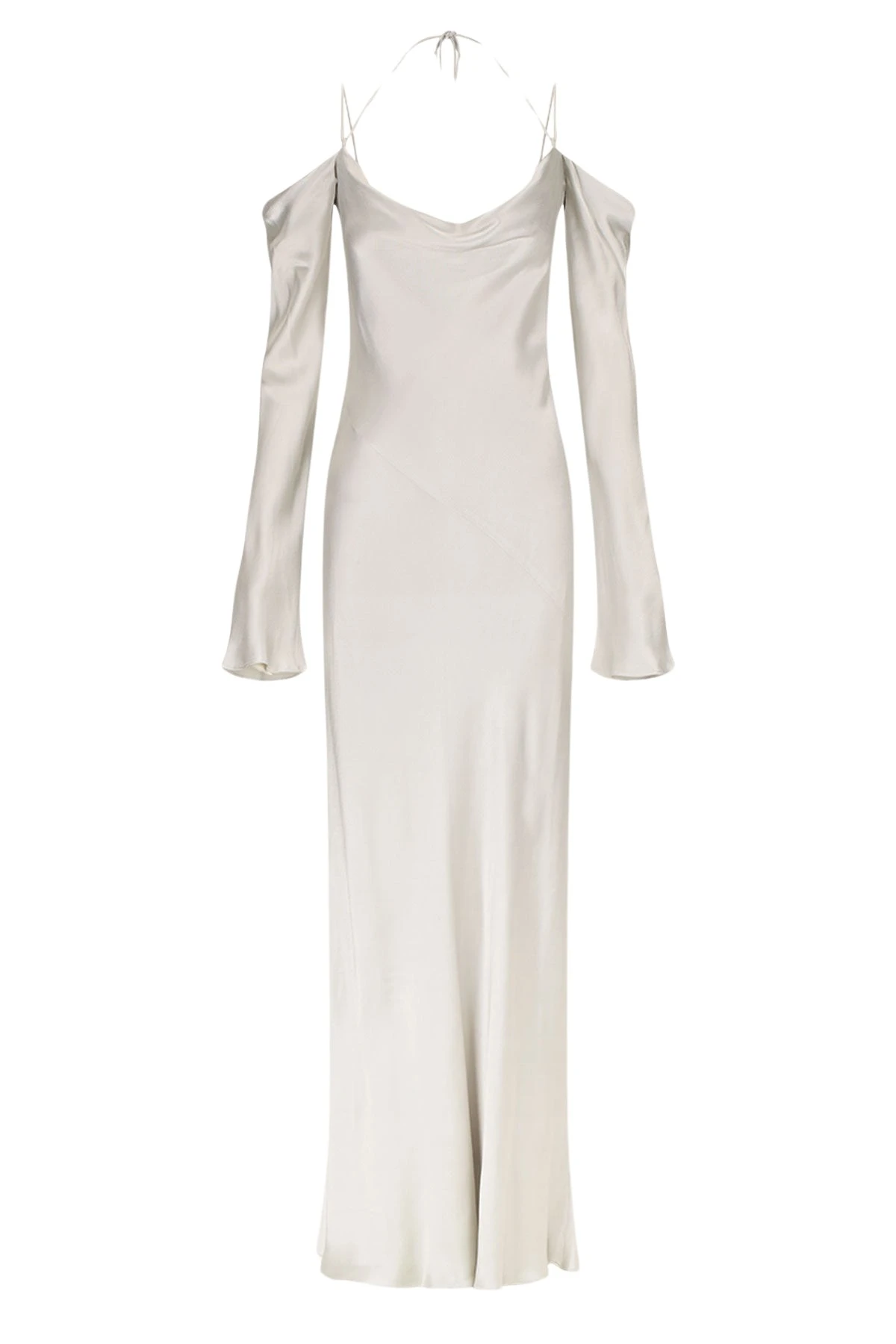 Shona-Joy-La-Lune-Off-Shoulder-Tie-Maxi-Dress-Silver98204_nobg La Lune Off Shoulder Tie Maxi Dress - Silver - Image 1