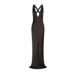 La Lune Plunged Cross Back Maxi Dress - Black