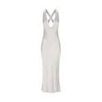 La Lune Plunged Cross Back Midi Dress - Silver