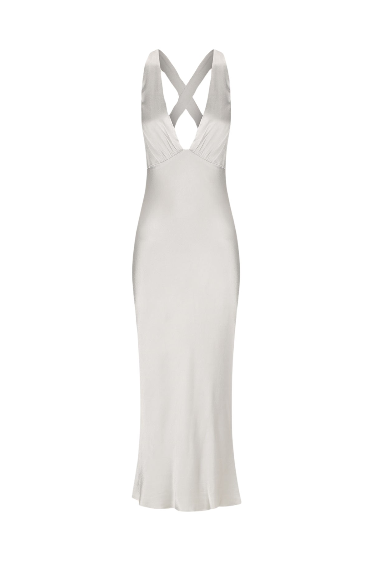 Shona Joy La Lune Plunged Cross Back Midi Dress – Silver