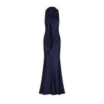 Lino Scarf Neck Maxi Dress - Deep Midnight