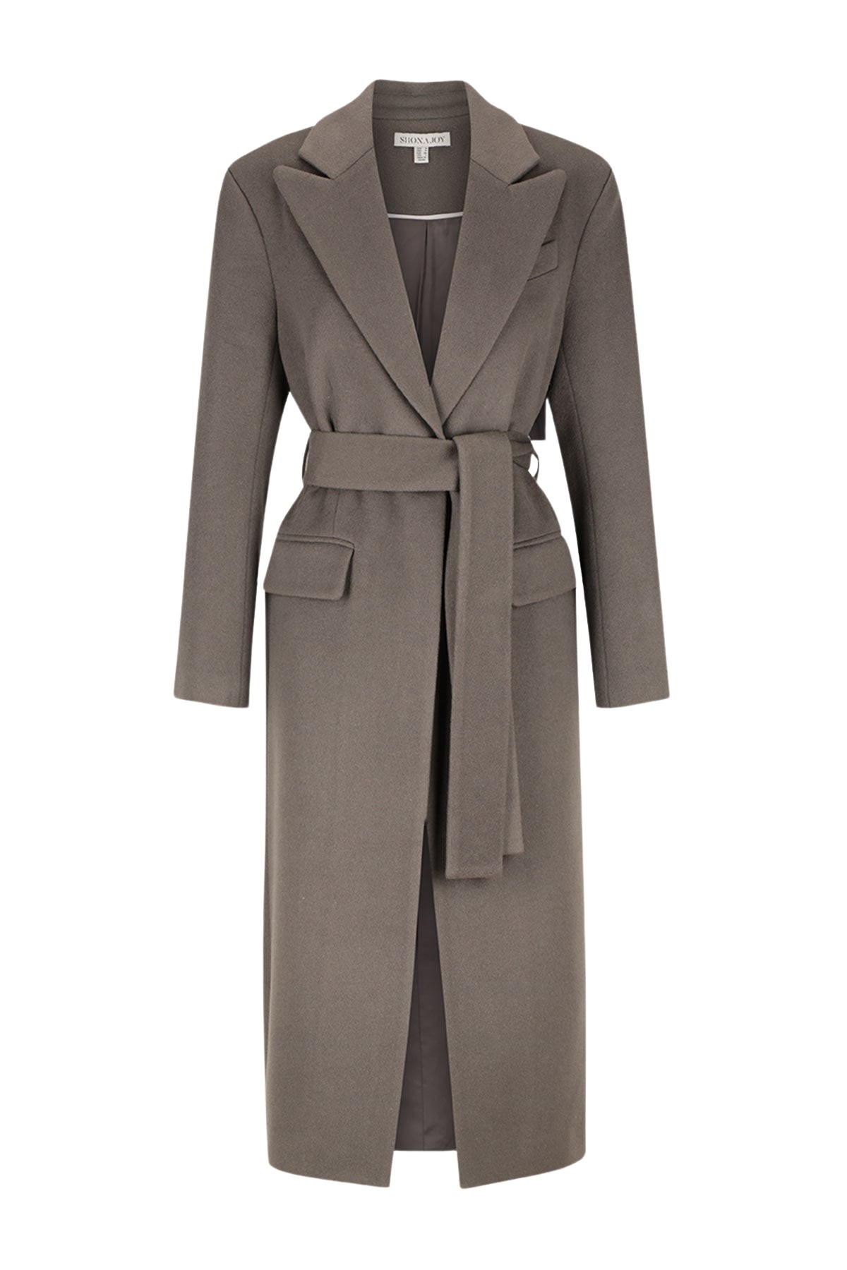 Shona Joy Luna Oversized Peak Lapel Coat With Belt – Graphite
