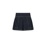 Rita Pleat Mini Skirt - Deep Indigo