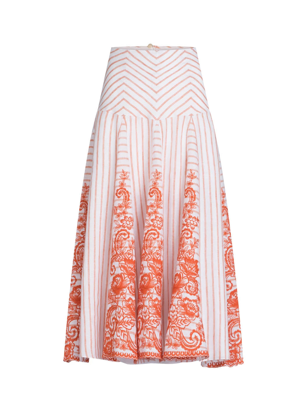 Silvia-Tcherassi-Fairus-Skirt-Coral-Paisleys-Stripes silvia tcherassi Skirts