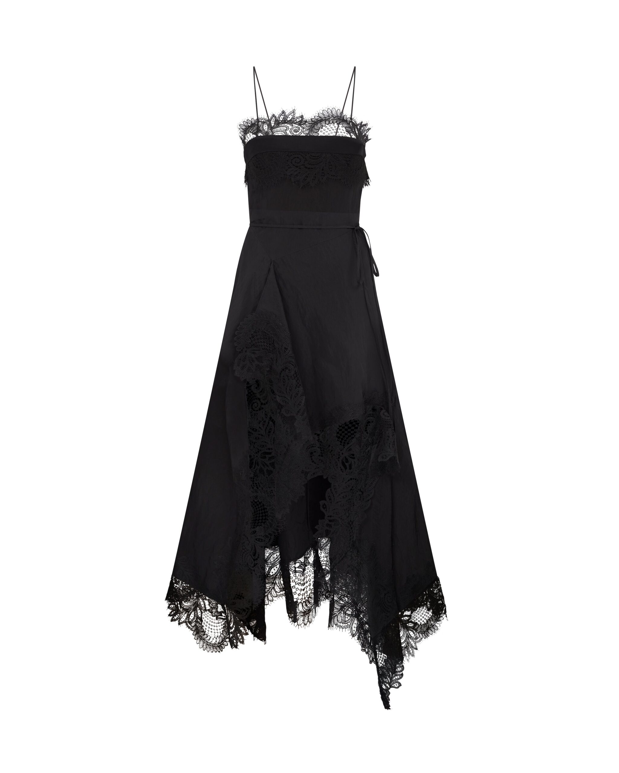 David Koma Asymmetric Lace Hem Midi Dress