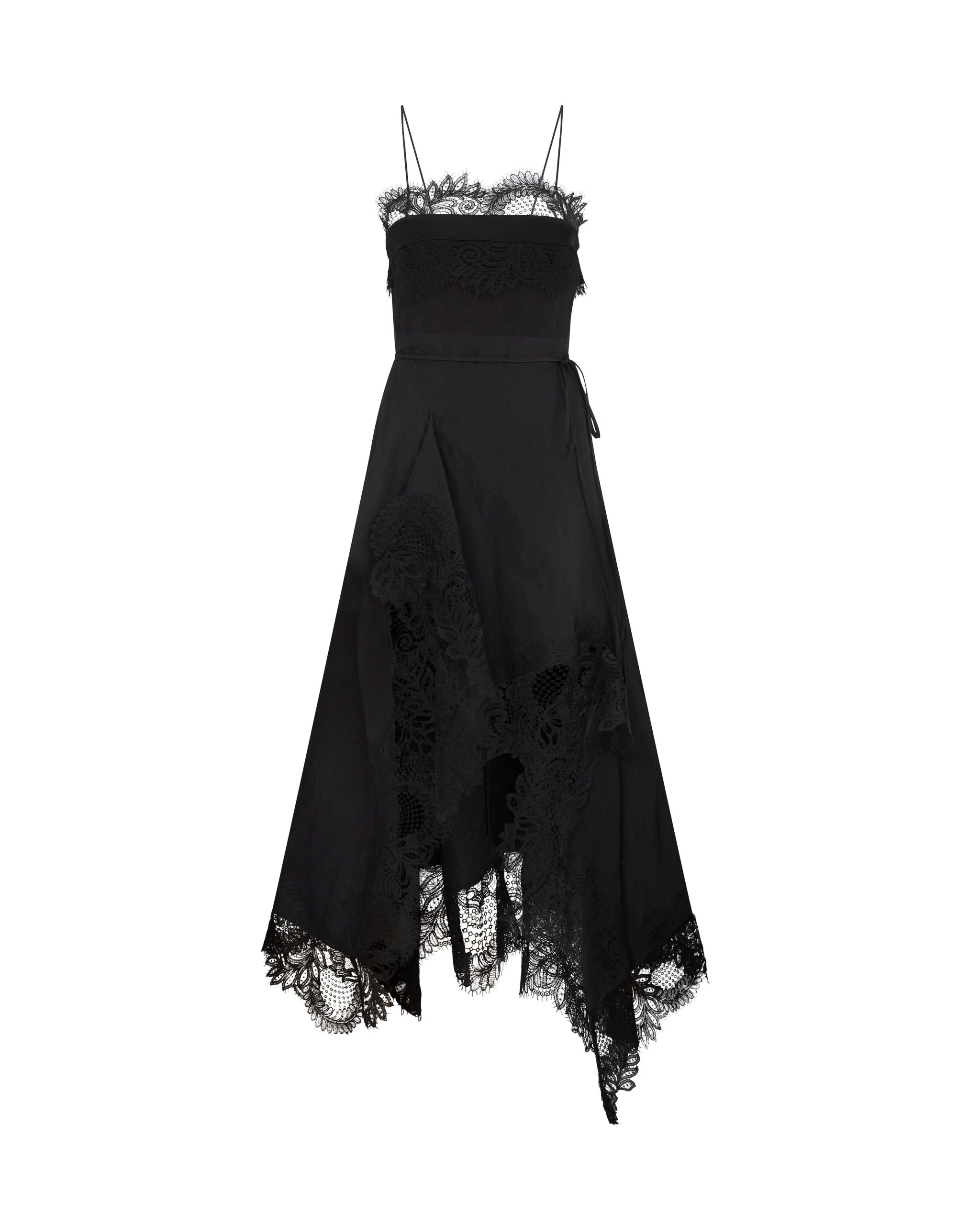 David Koma Asymmetric Lace Hem Midi Dress David Koma Asymmetric Lace Hem Midi Dress
