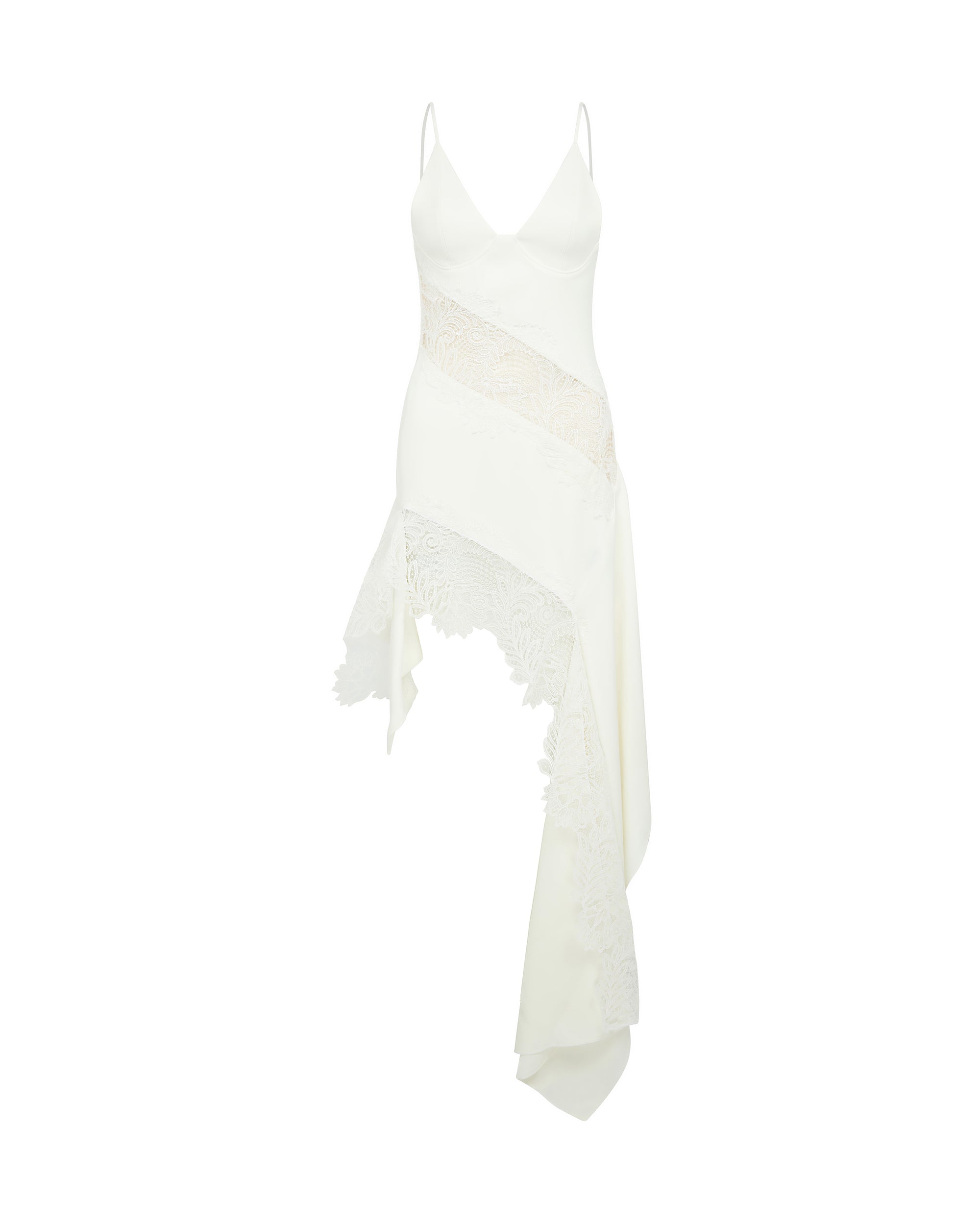 David Koma Asymmetric Lace Insert Dress