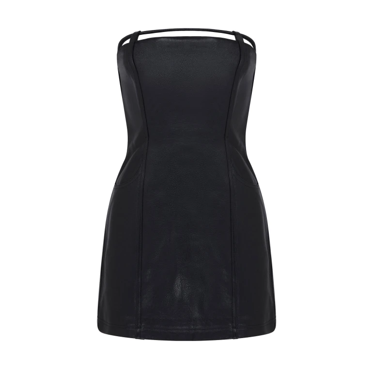 David Koma Back Pocket Detail Leather Mini Dress