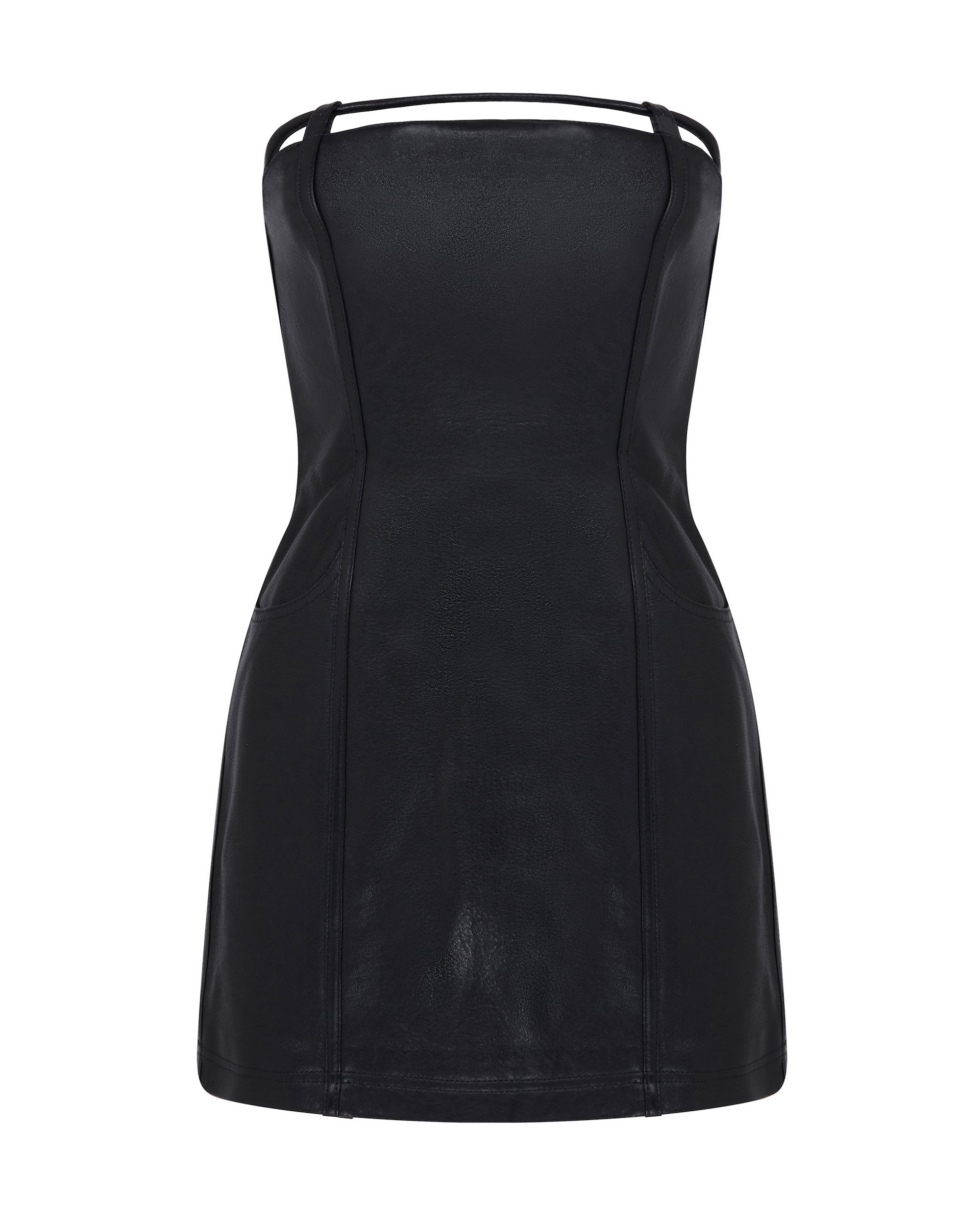 David Koma Back Pocket Detail Leather Mini Dress