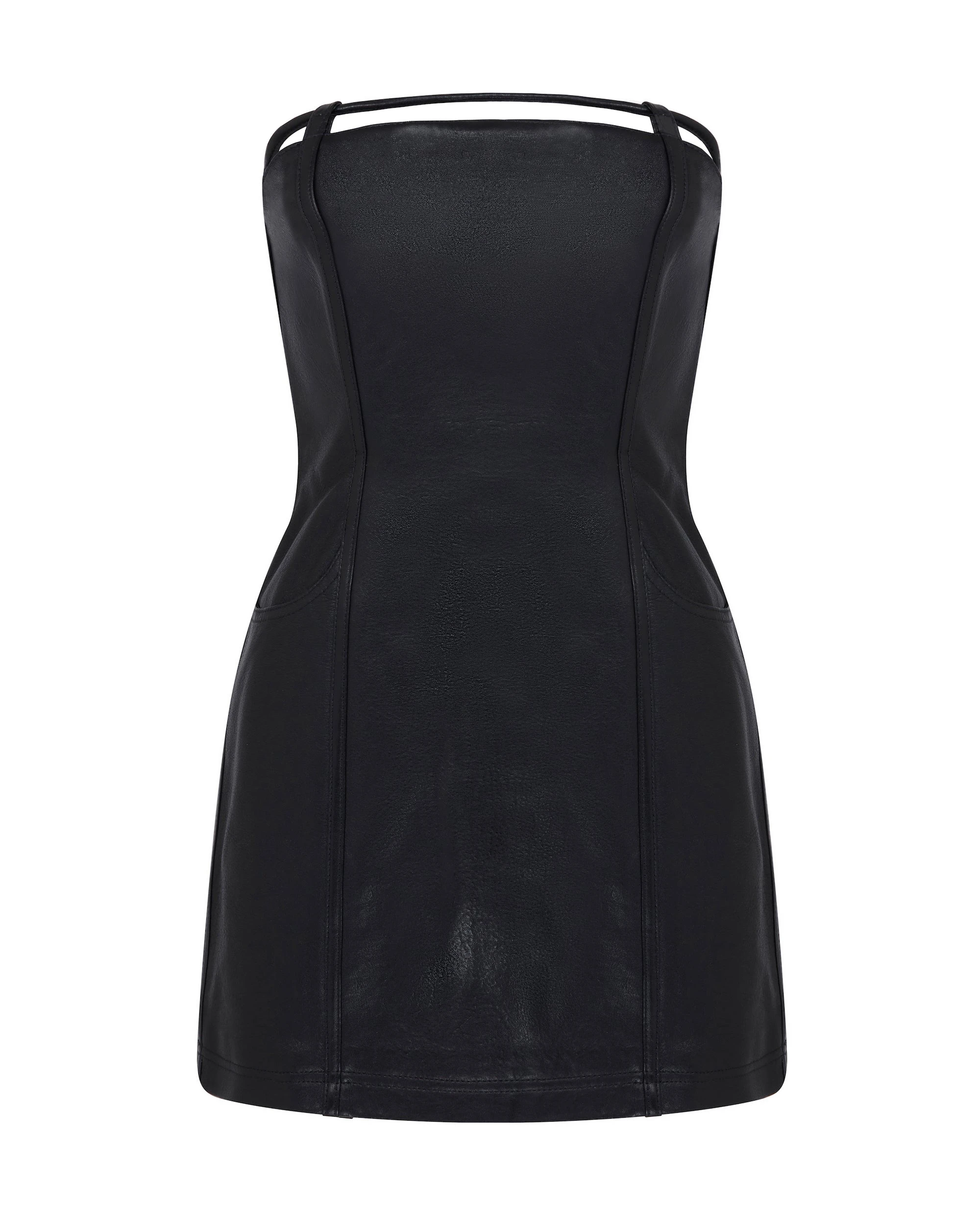 David Koma Back Pocket Detail Leather Mini Dress David Koma Back Pocket Detail Leather Mini Dress