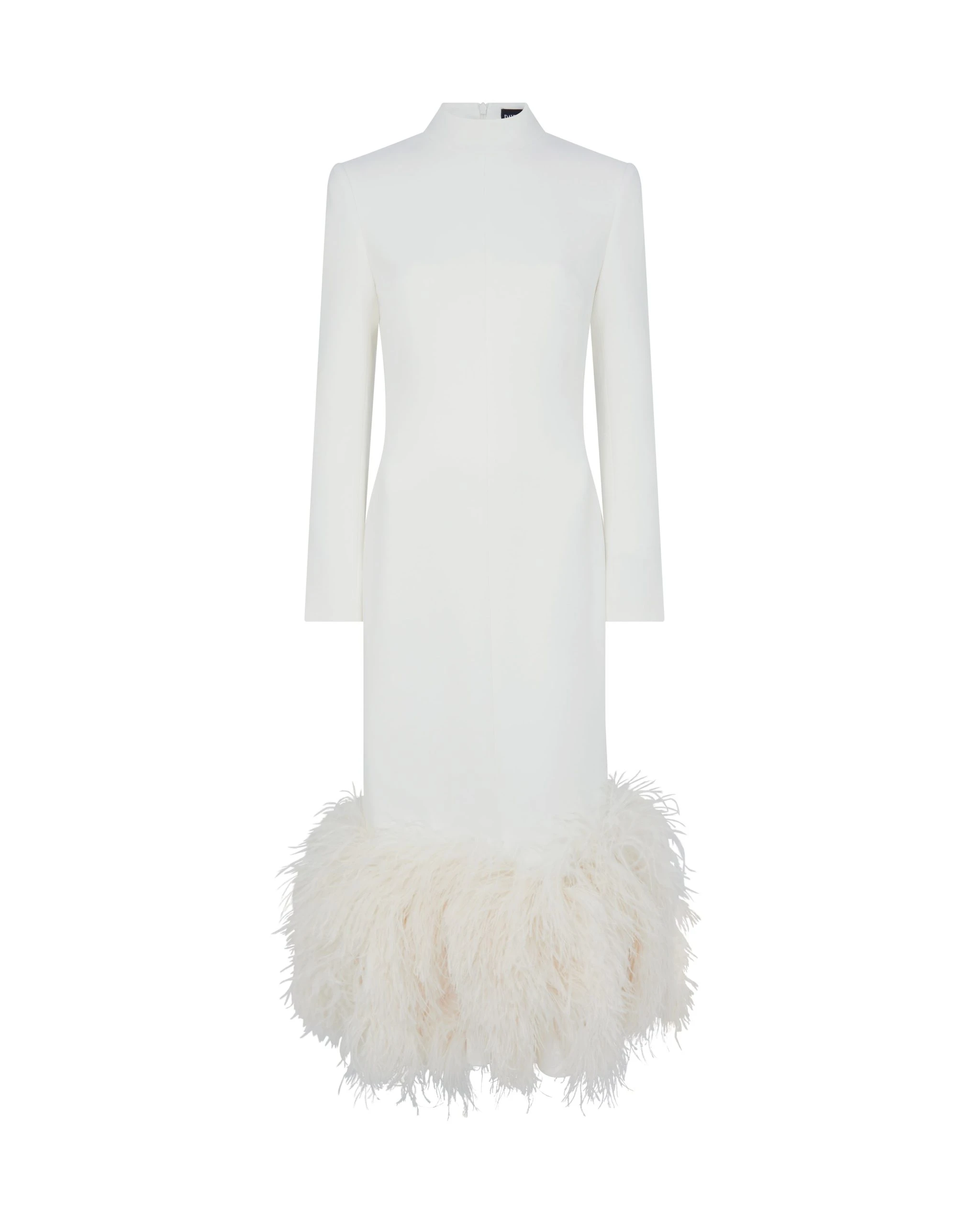 David Koma Feather Hem Long Sleeve Midi Dress David Koma Feather Hem Long Sleeve Midi Dress