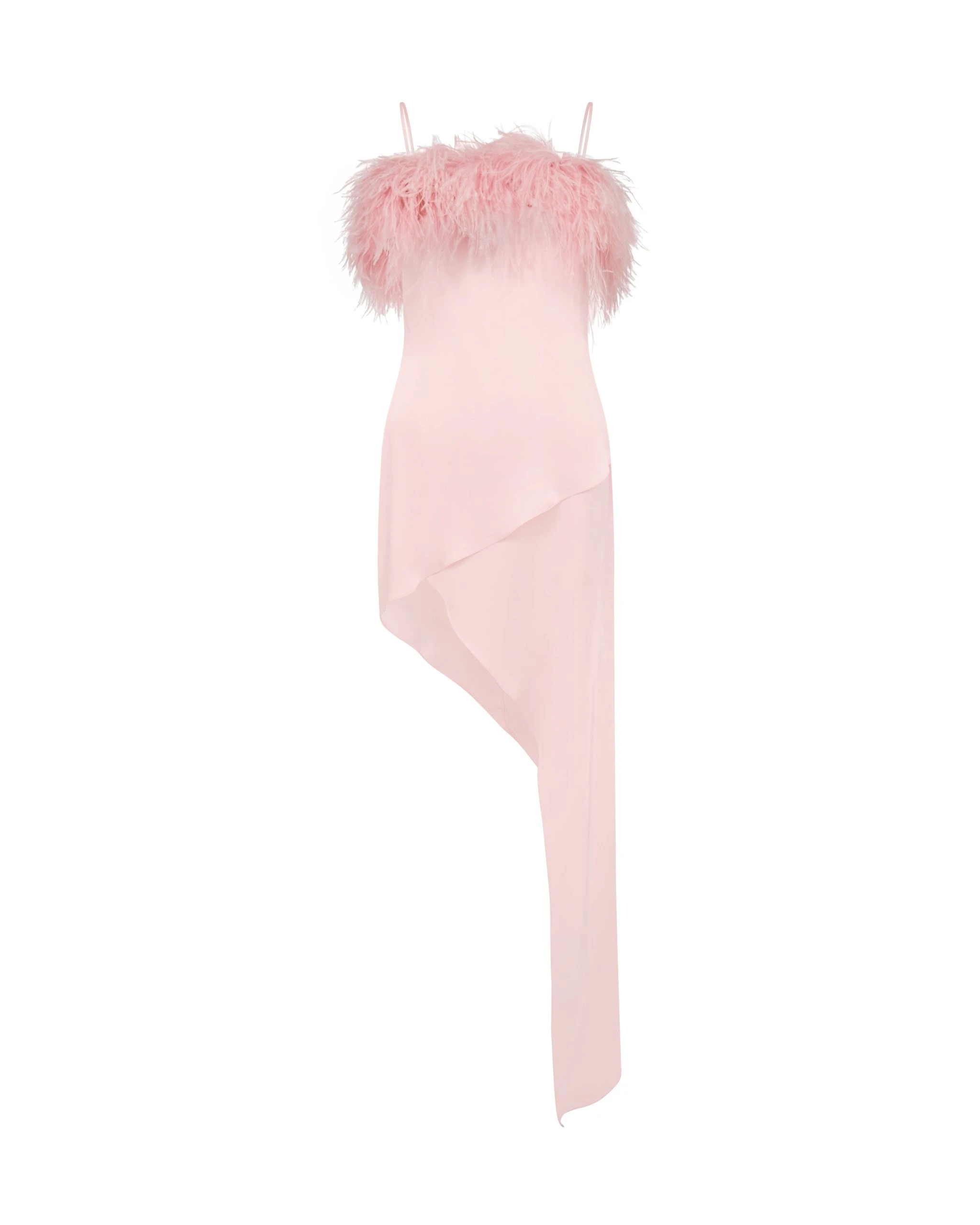 David Koma Feather Top Trim Asymmetric Hem Dress David Koma Feather Top Trim Asymmetric Hem Dress