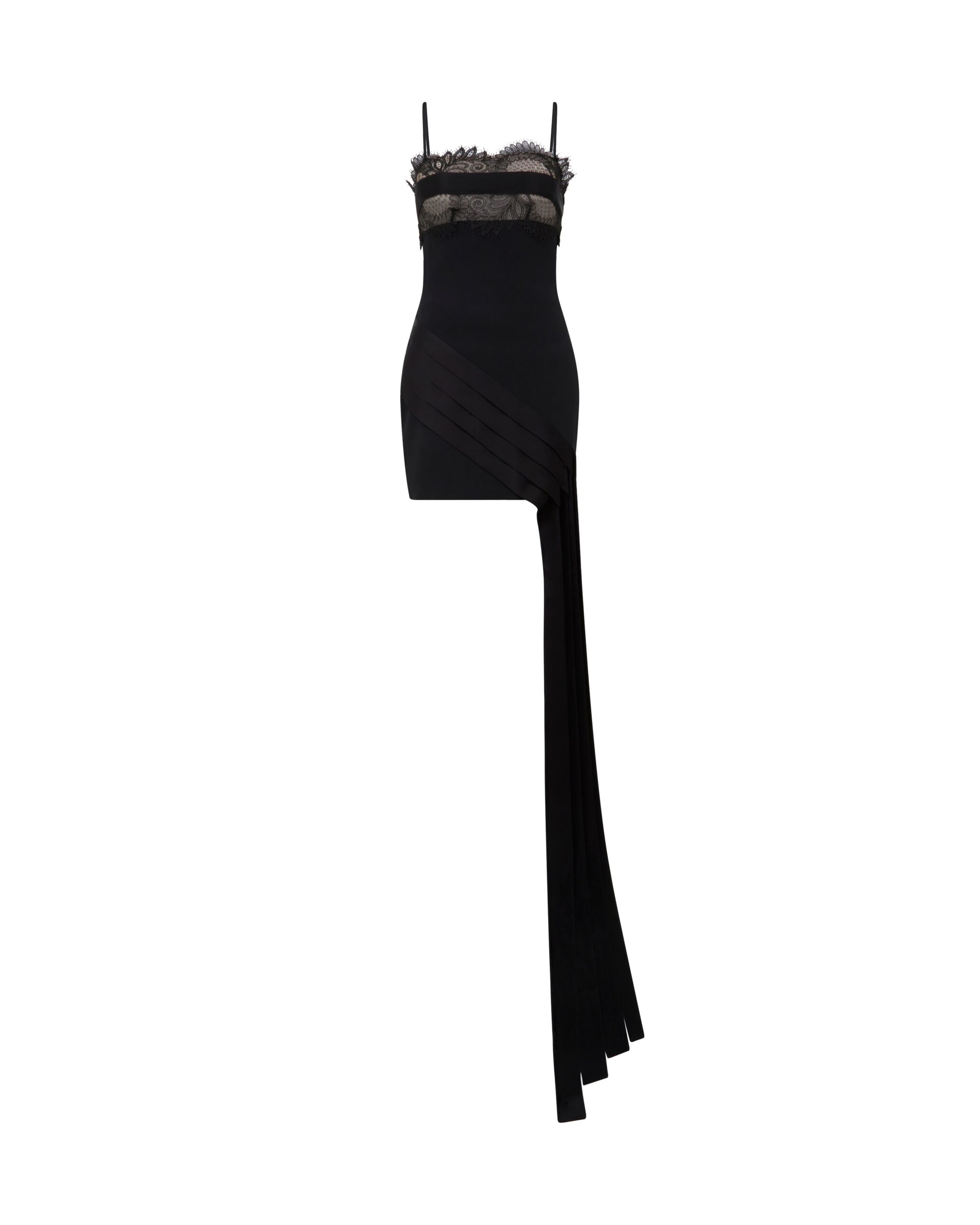David Koma Lace Bra Detail And Pleat Hem Mini Dress