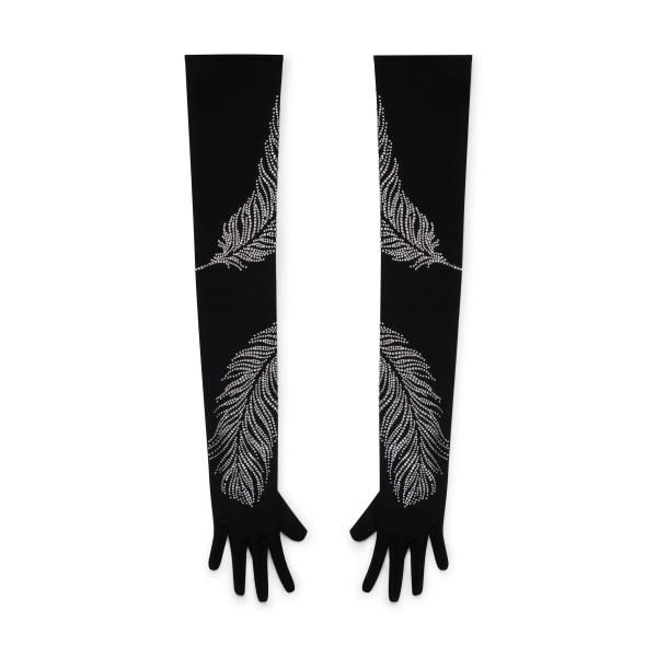 David Koma Long Crystal Feather Gloves