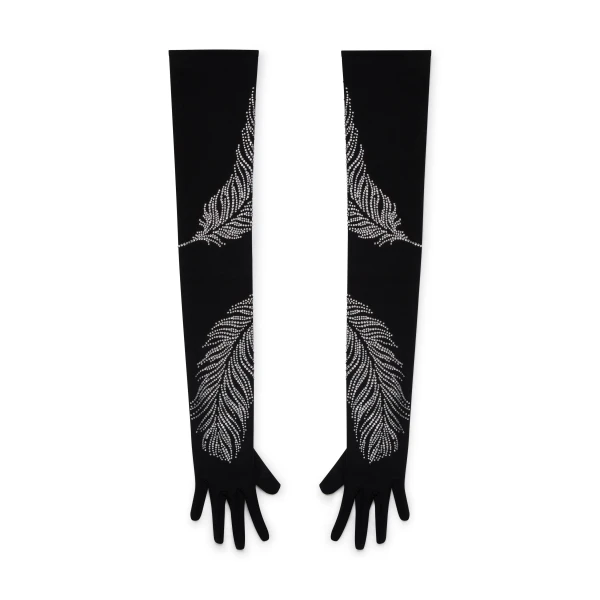 David Koma Long Crystal Feather Gloves