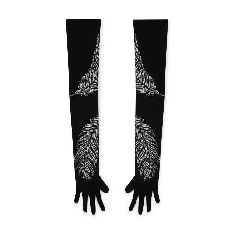 David Koma Long Crystal Feather Gloves