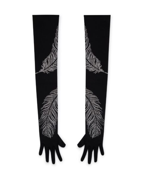 David Koma Long Crystal Feather Gloves