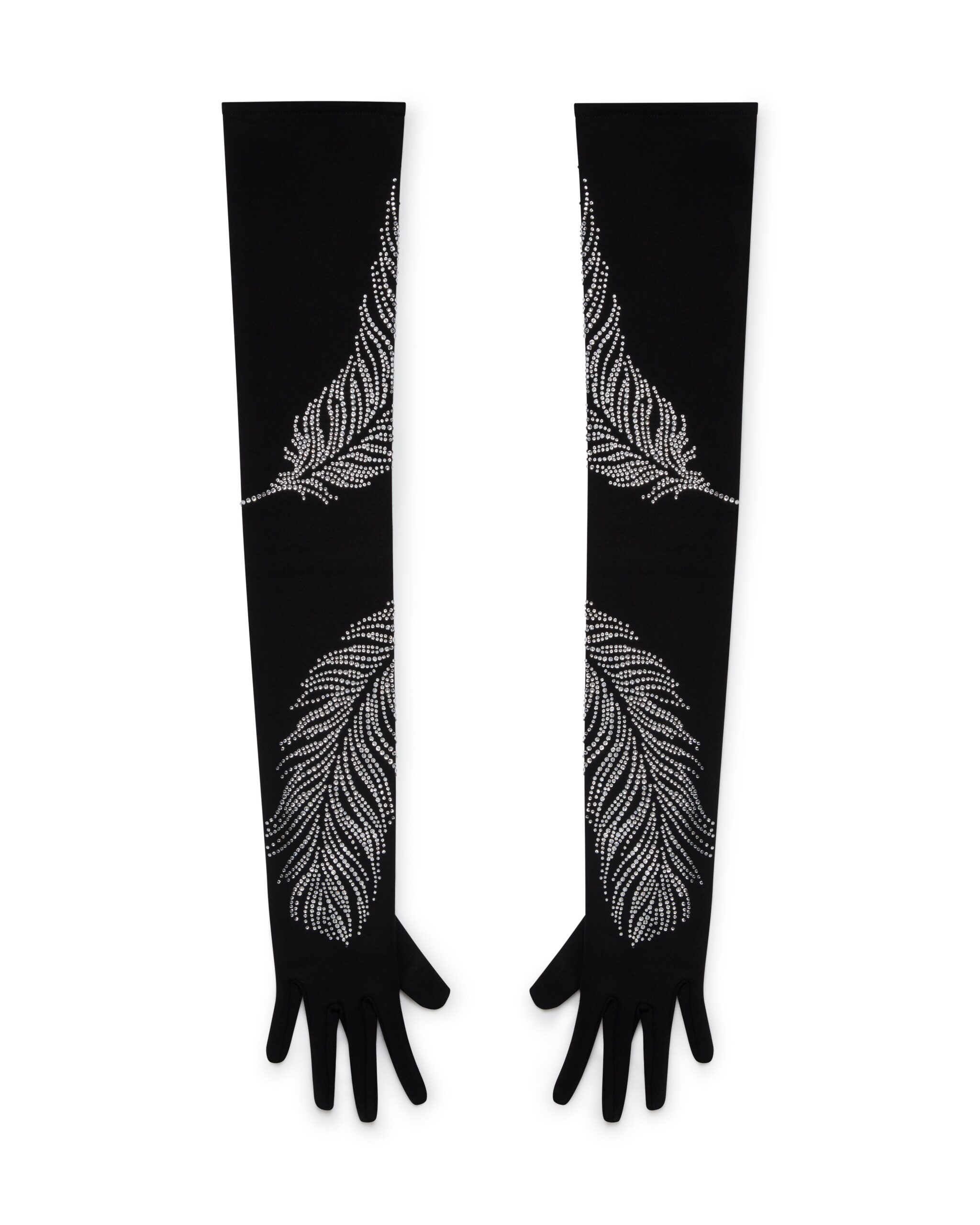 David Koma Long Crystal Feather Gloves