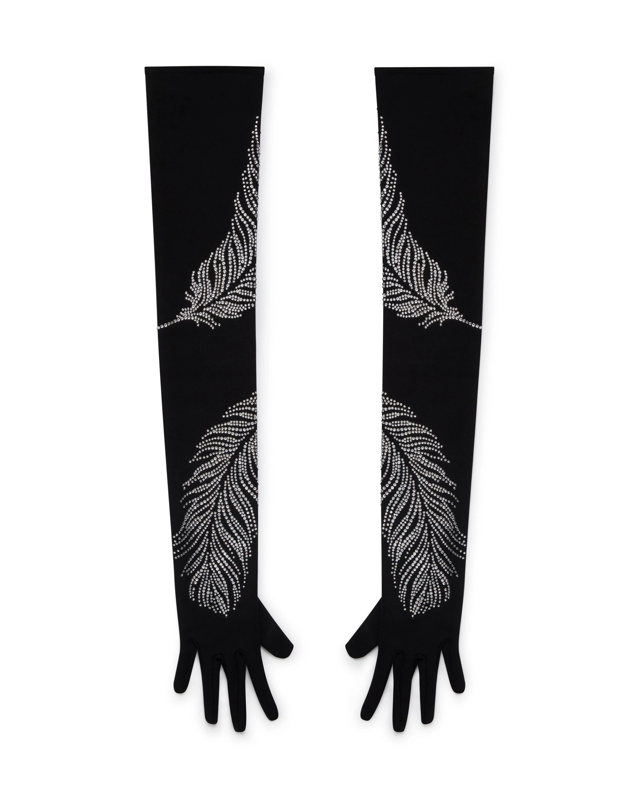 David Koma Long Crystal Feather Gloves David Koma Long Crystal Feather Gloves
