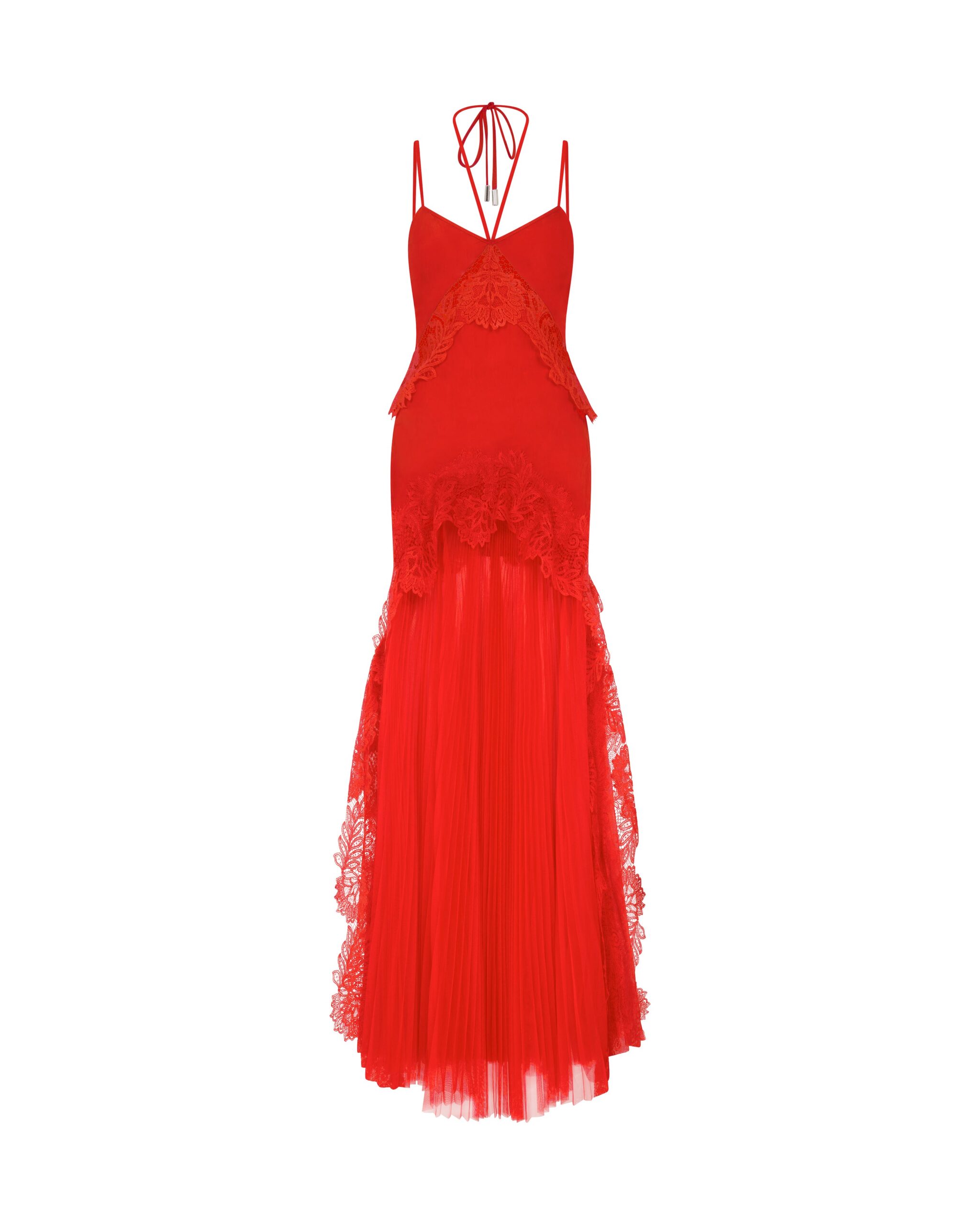 David Koma Pleated Skirt And Lace Trim Gown