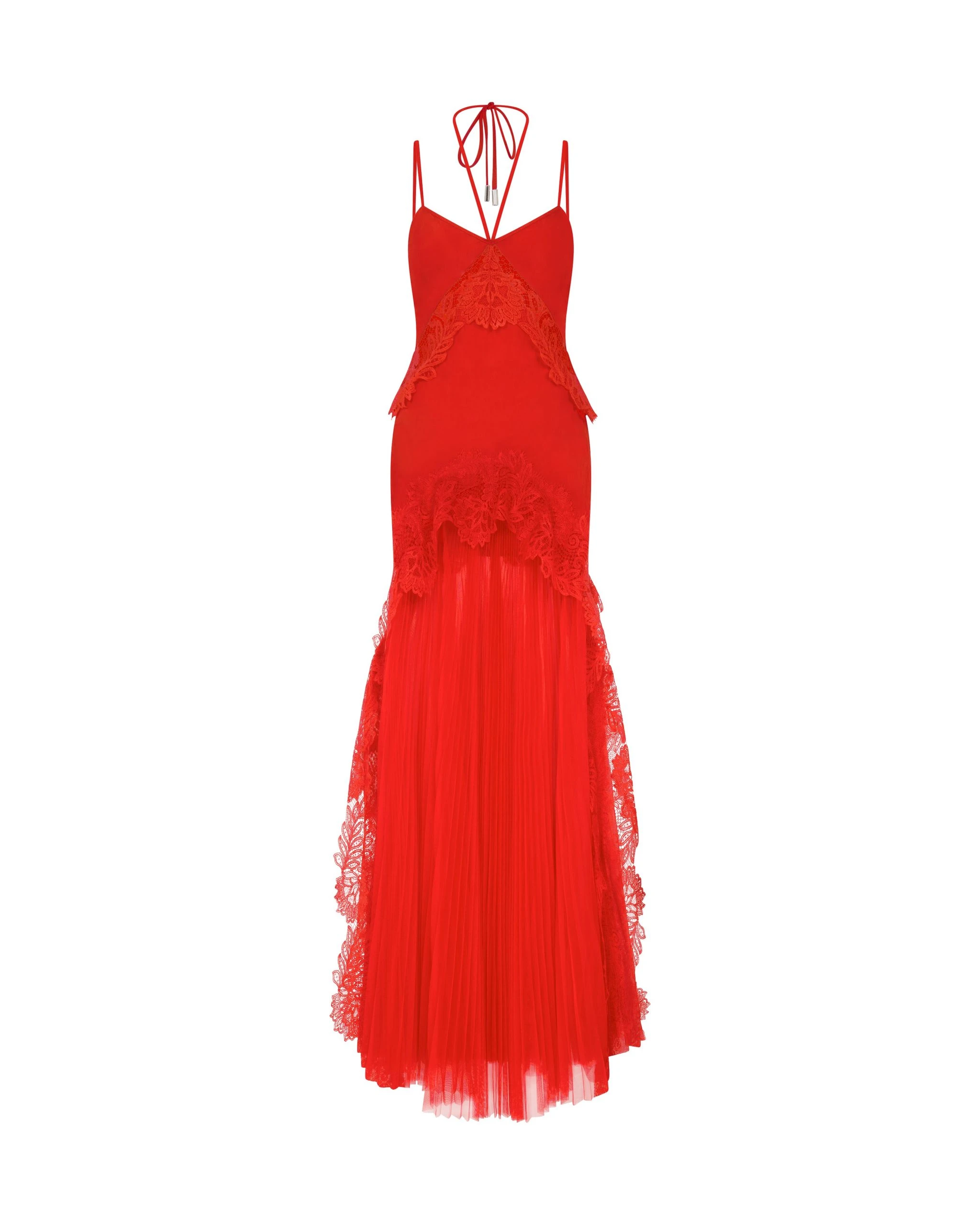 David Koma Pleated Skirt And Lace Trim Gown David Koma Pleated Skirt And Lace Trim Gown
