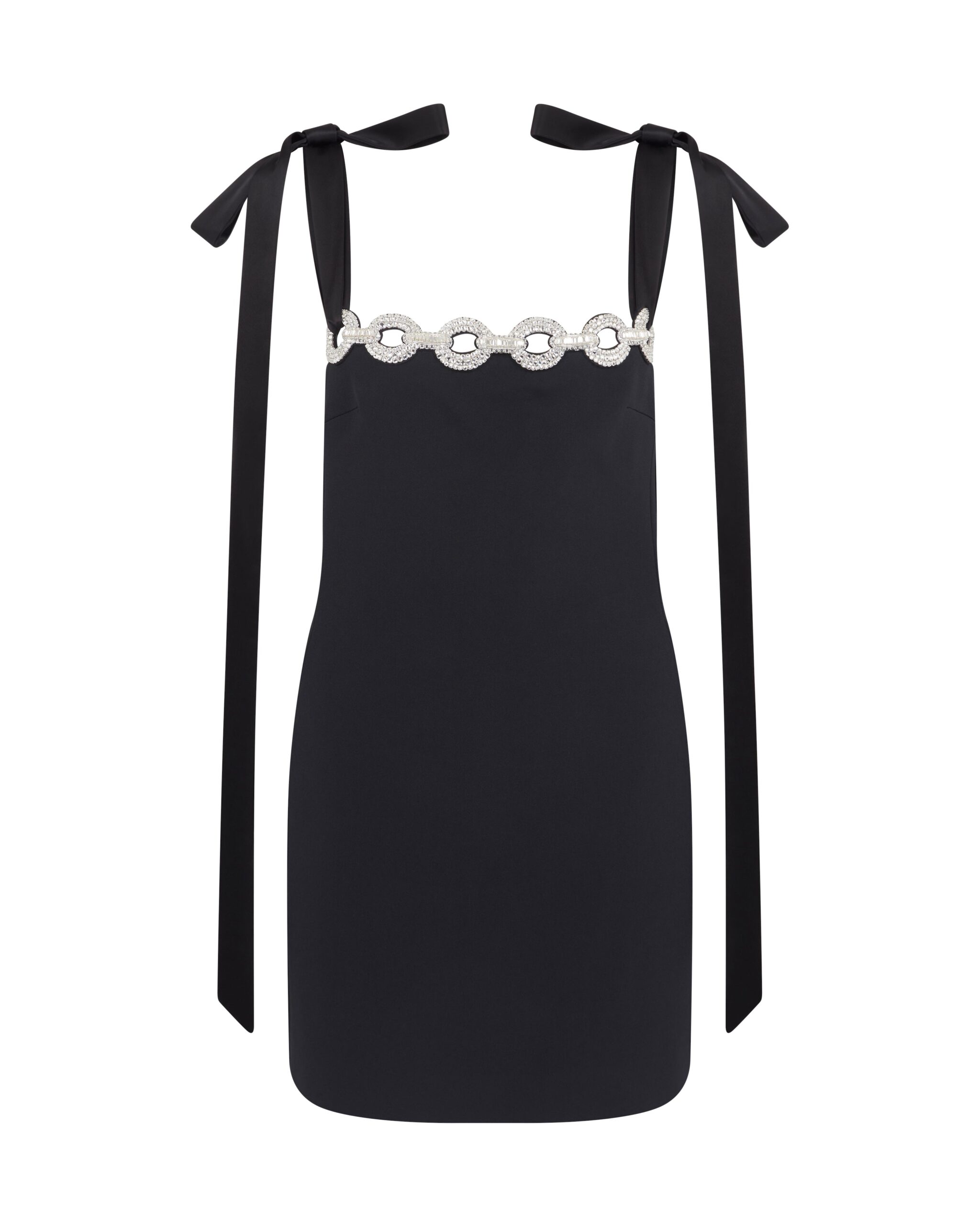 David Koma Satin Bow And Crystal Chain Mini Dress