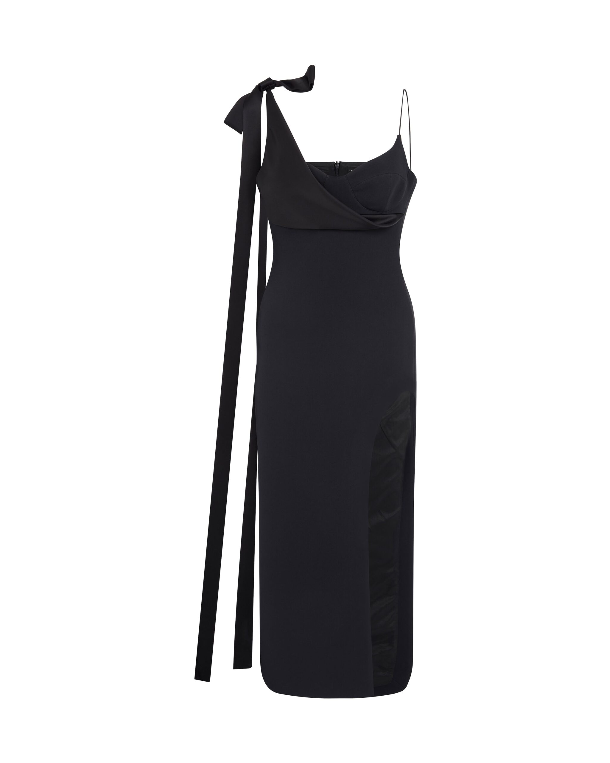David Koma Satin Bow And Open Leg Midi Dress