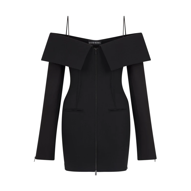 David Koma Shoulder Overlay Tailored Mini Dress