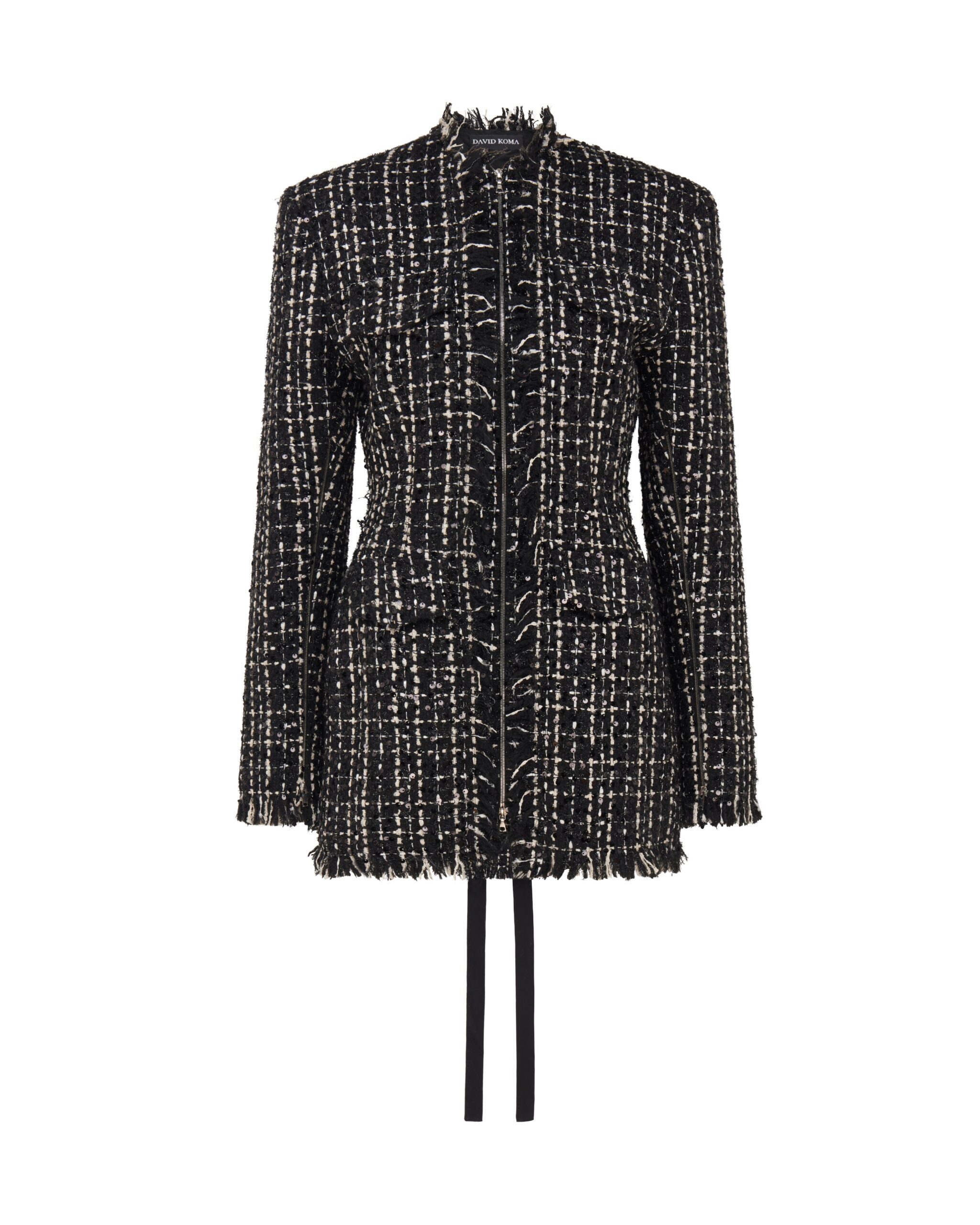 David Koma Tweed And Satin Bow Mini Dress