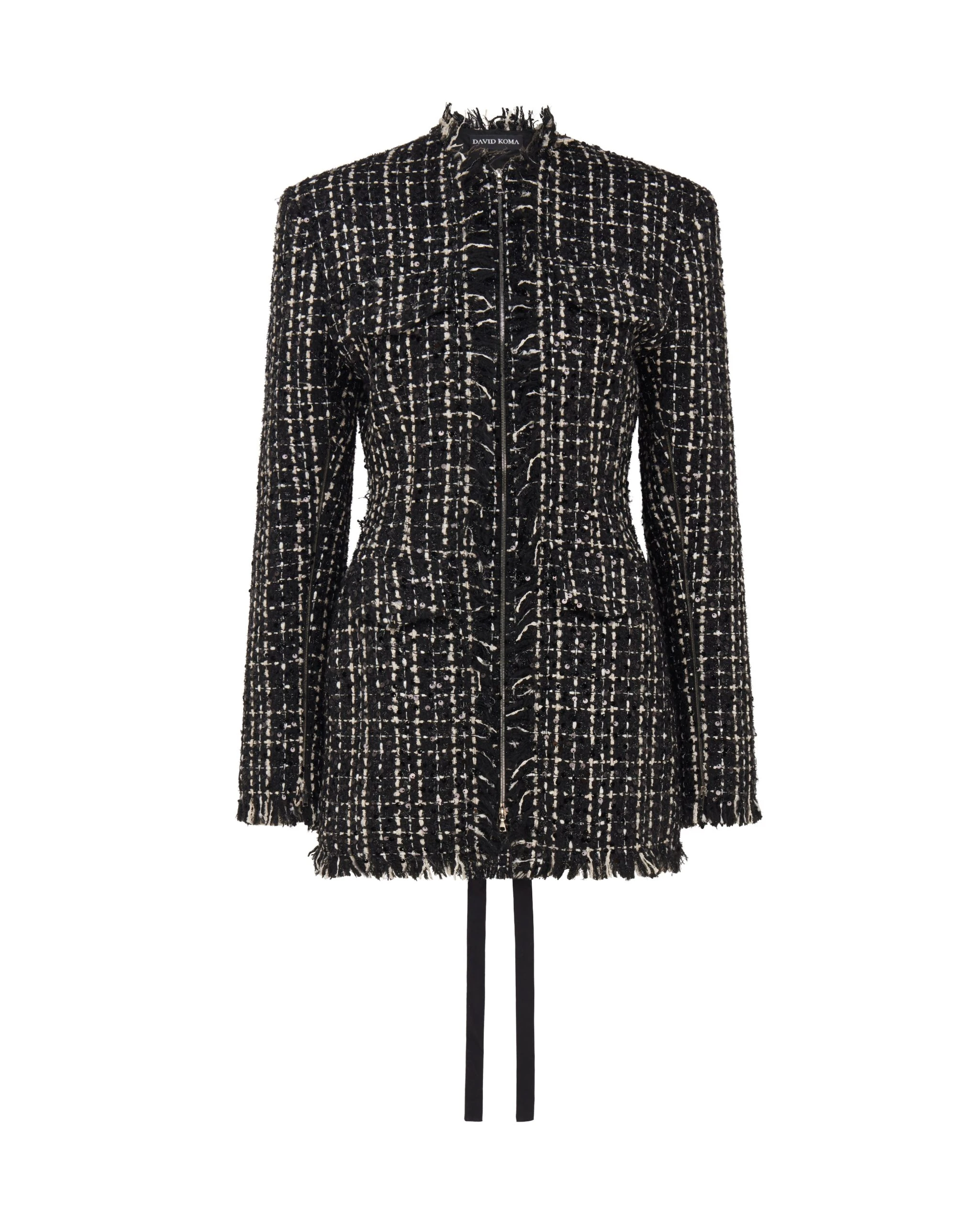 David Koma Tweed And Satin Bow Mini Dress David Koma Tweed And Satin Bow Mini Dress