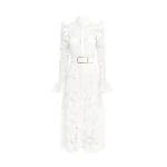 Aliyah Lace Butterfly Sleeve Midi Dress - Snow