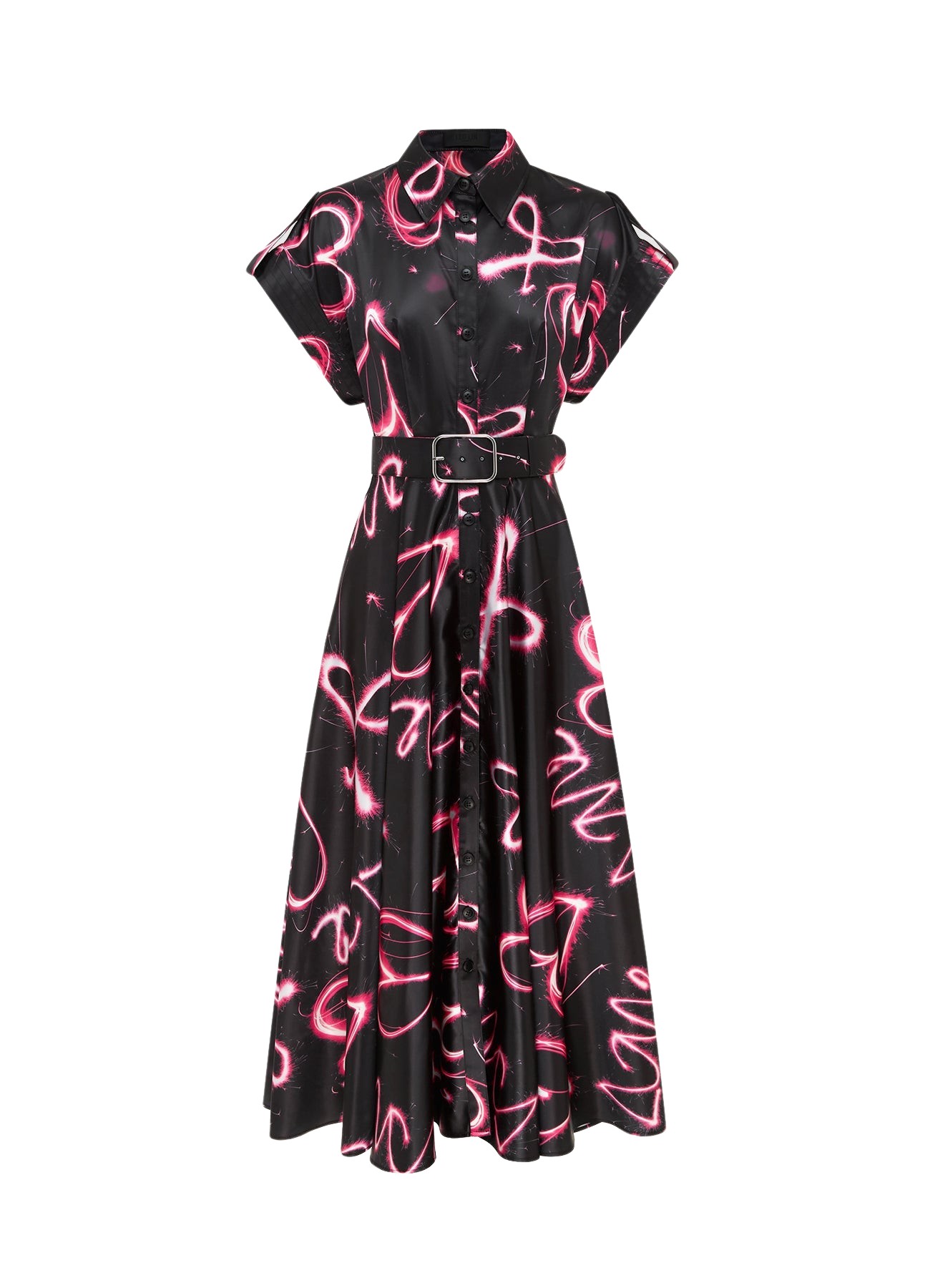 Leo Lin Anita Pocket Shirt Midi Dress – Neon Heart Print