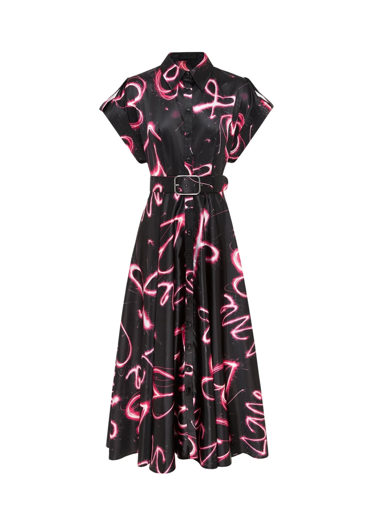 Leo-Lin-Anita-Pocket-Shirt-Midi-Dress-Neon-Heart-Print-649660_nobg Anita Pocket Shirt Midi Dress - Neon Heart Print - Image 1