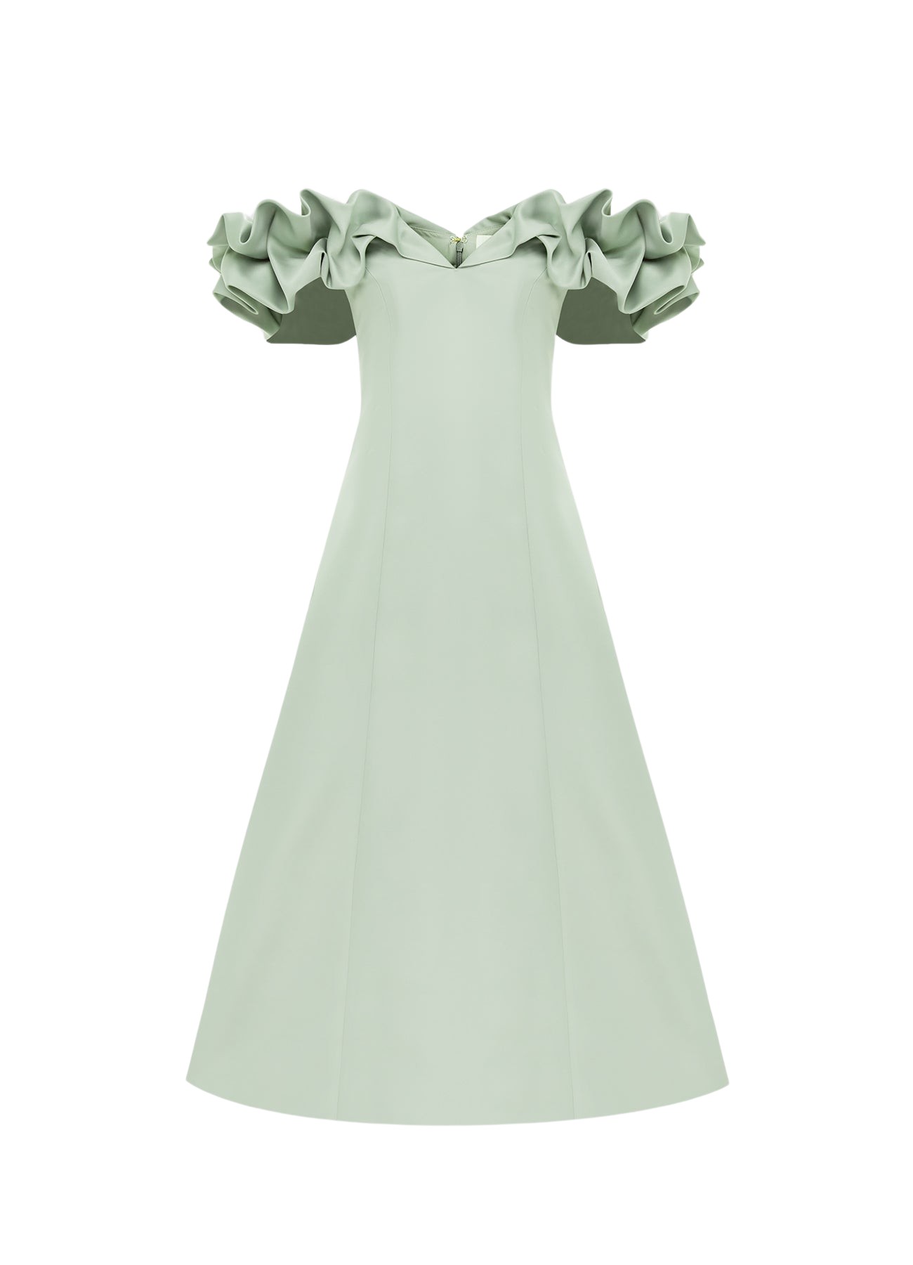 Leo Lin Annie Off Shoulder Frill Midi Dress – Sage