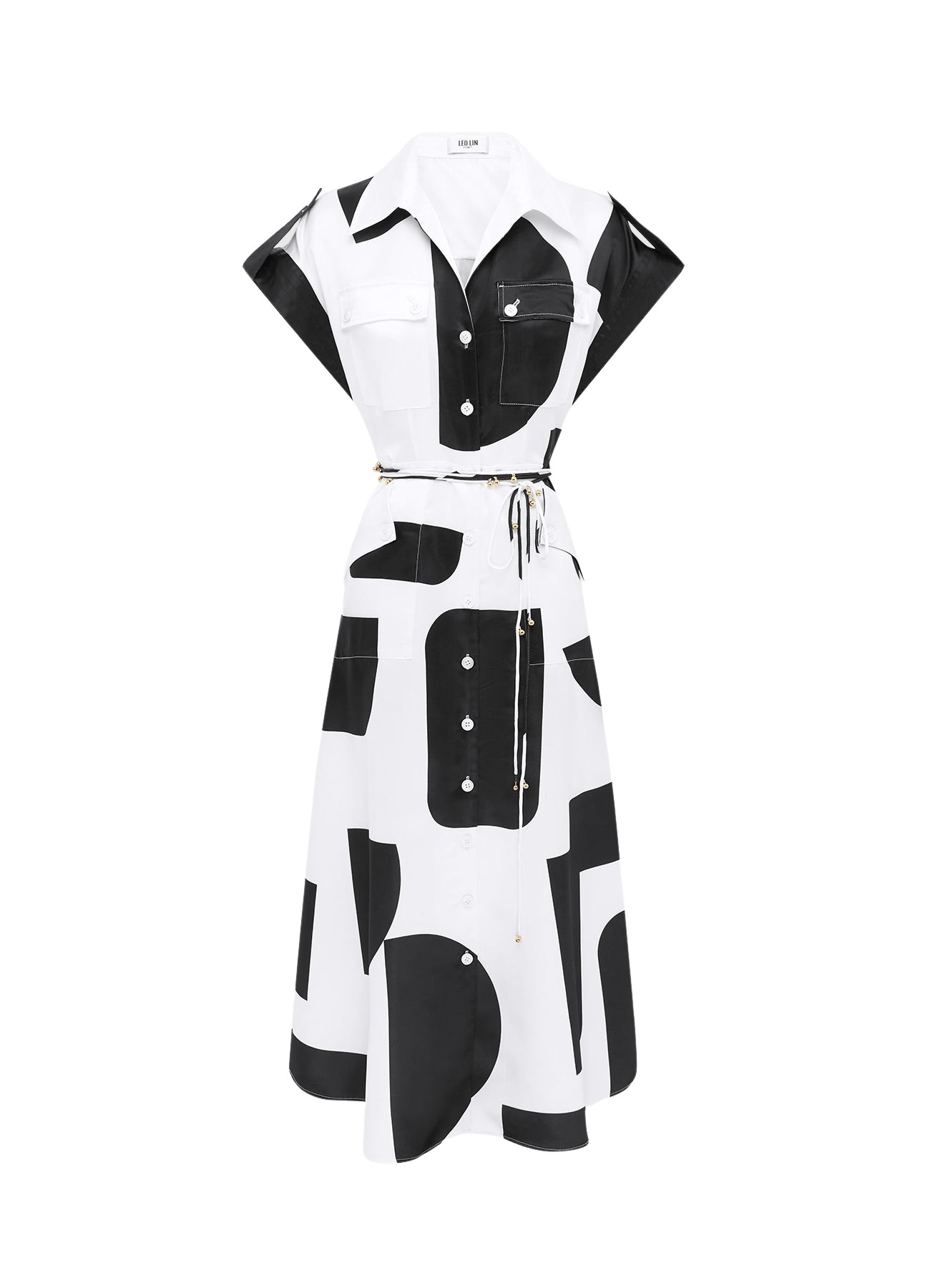 Leo Lin Audrey Pocket Shirt Midi Dress – Geo Print