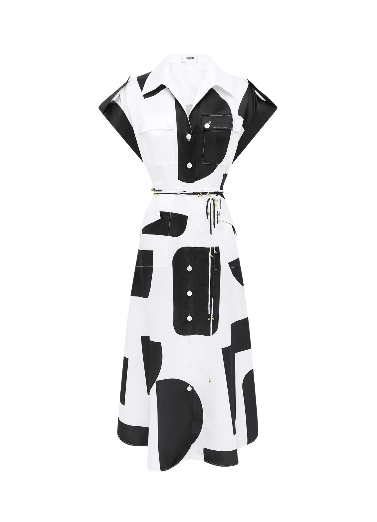 Leo-Lin-Audrey-Pocket-Shirt-Midi-Dress-Geo-Print-659574_nobg Audrey Pocket Shirt Midi Dress - Geo Print - Image 1