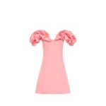 Bella Off Shoulder Frill Mini Dress - Strawberry Pink