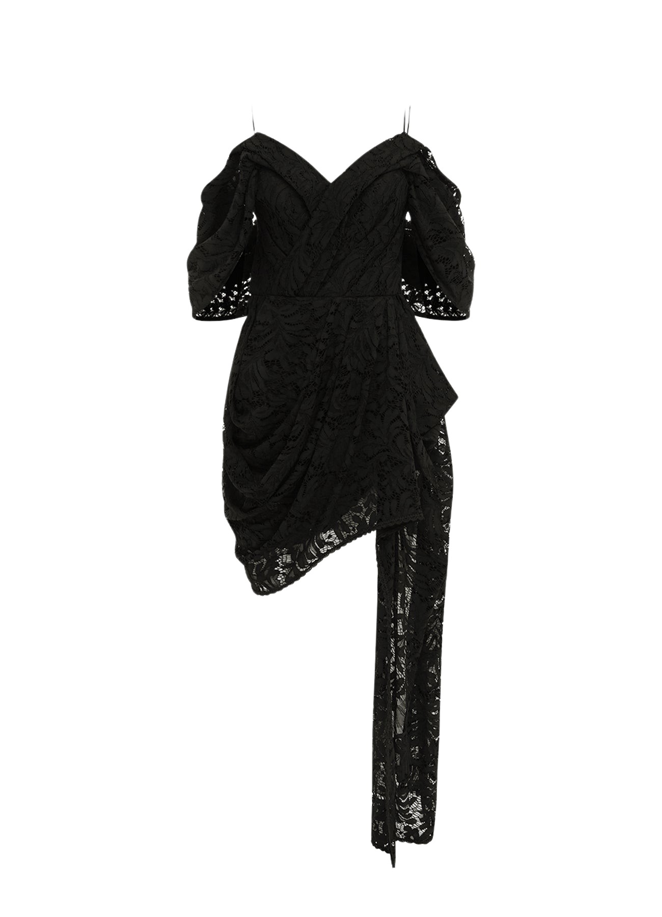 Leo Lin Caitlin Lace Draped Mini Dress – Ebony