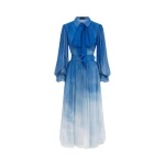 Cassie Tie Neck Midi Dress - Aerial Print