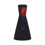 Cleo Embellished Sleeveless Midi Dress - Rose Print
