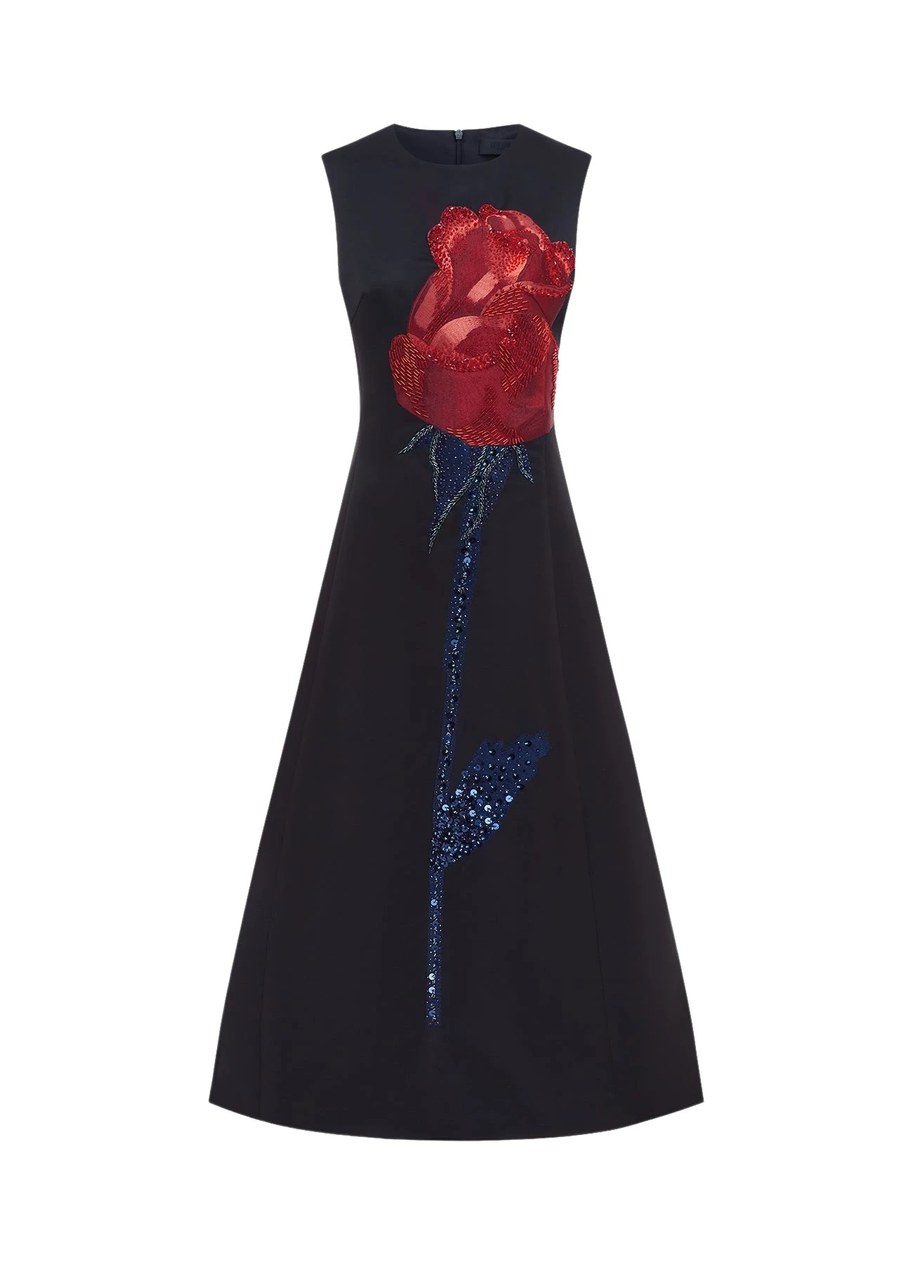 Leo-Lin-Cleo-Embellished-Sleeveless-Midi-Dress-Rose-Print-686542_nobg Cleo Embellished Sleeveless Midi Dress - Rose Print - Image 1