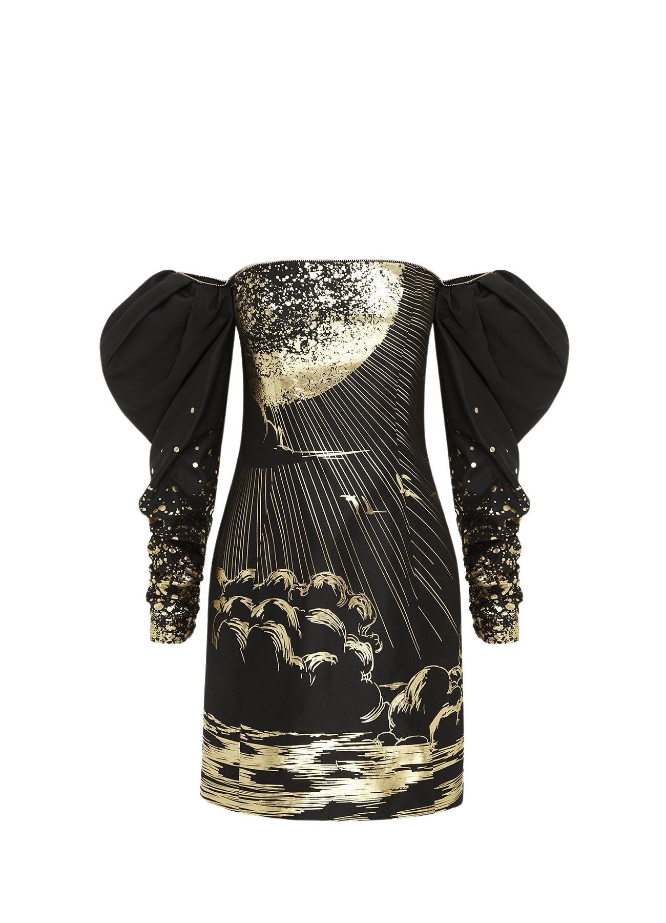 Leo Lin Gillian Off Shoulder Bustier Mini Dress – Moonlight Print