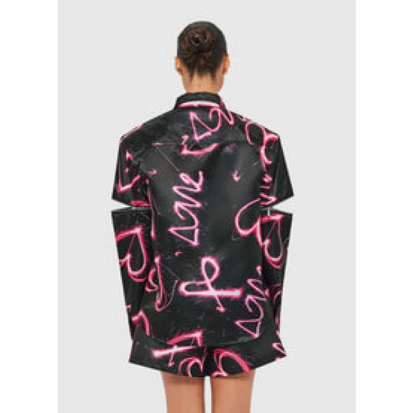 Irina Blouse - Neon Heart Print
