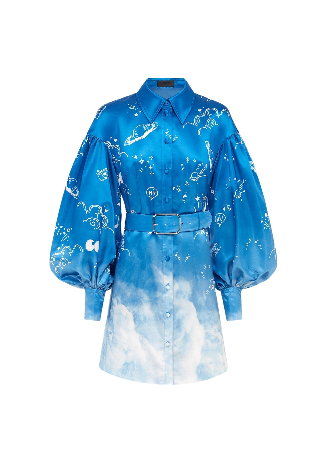 Leo Lin Juliana Shirt Mini Dress – Aerial Print