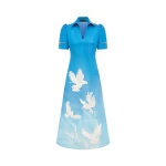 Nadine Shirt Midi Dress - Aerial Print