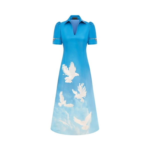 Nadine Shirt Midi Dress - Aerial Print