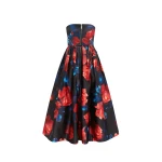 Norine Bustier Midi Dress - Rose Print